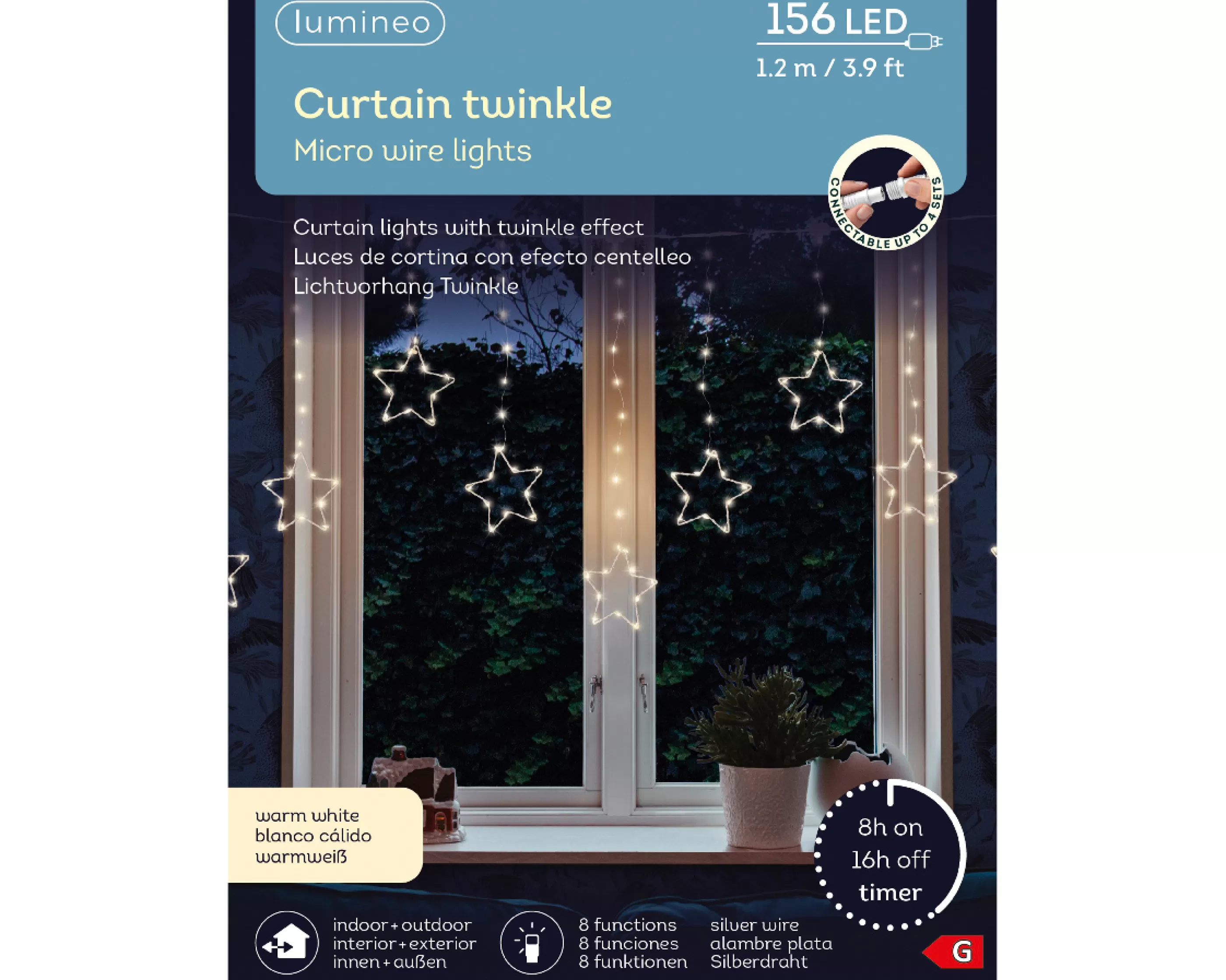 156 Led Micro Curtain Twinkle Lights With 8 Functions*Christmas Land Best