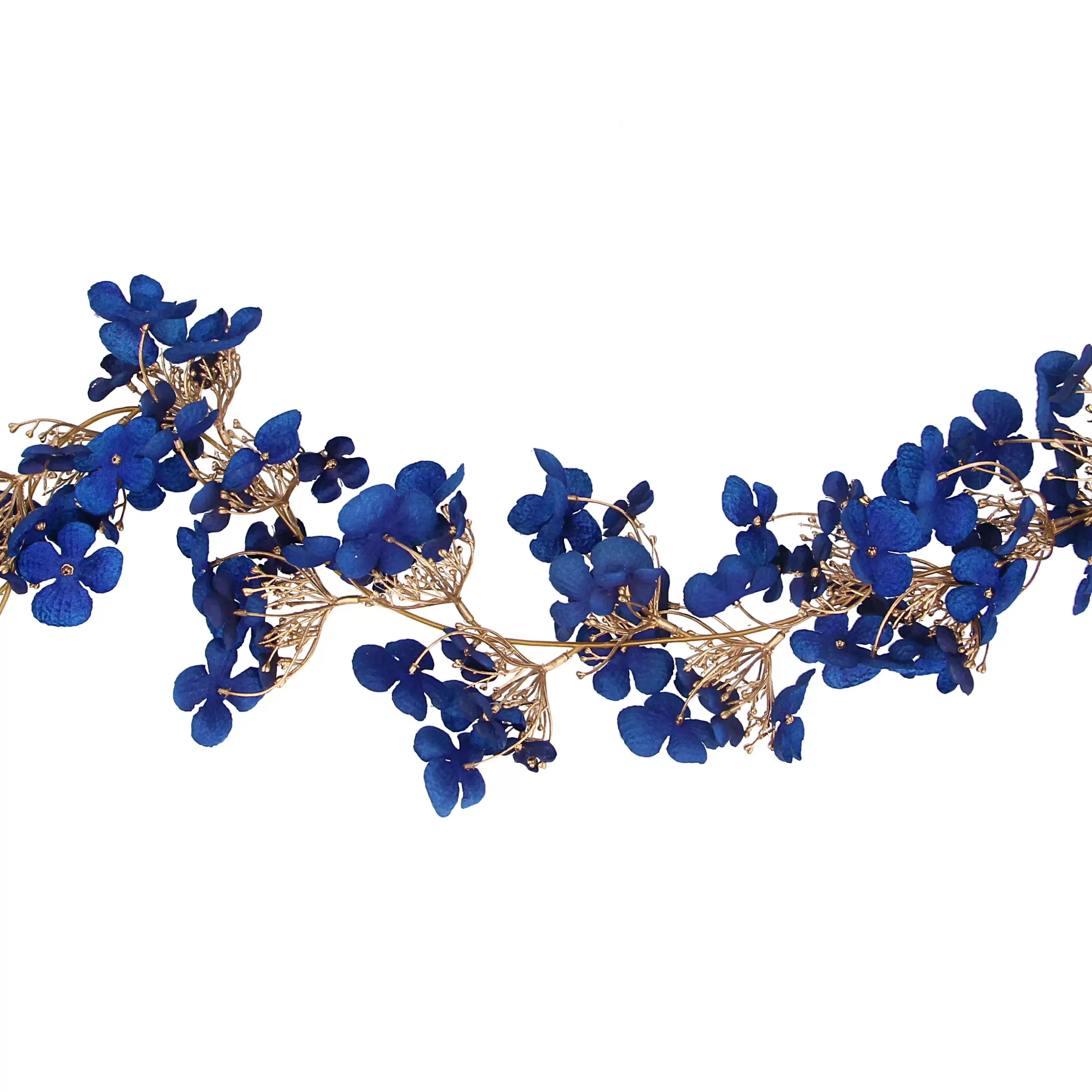 180Cm Blue And Gold Hydrangea Garland*Christmas Land Store