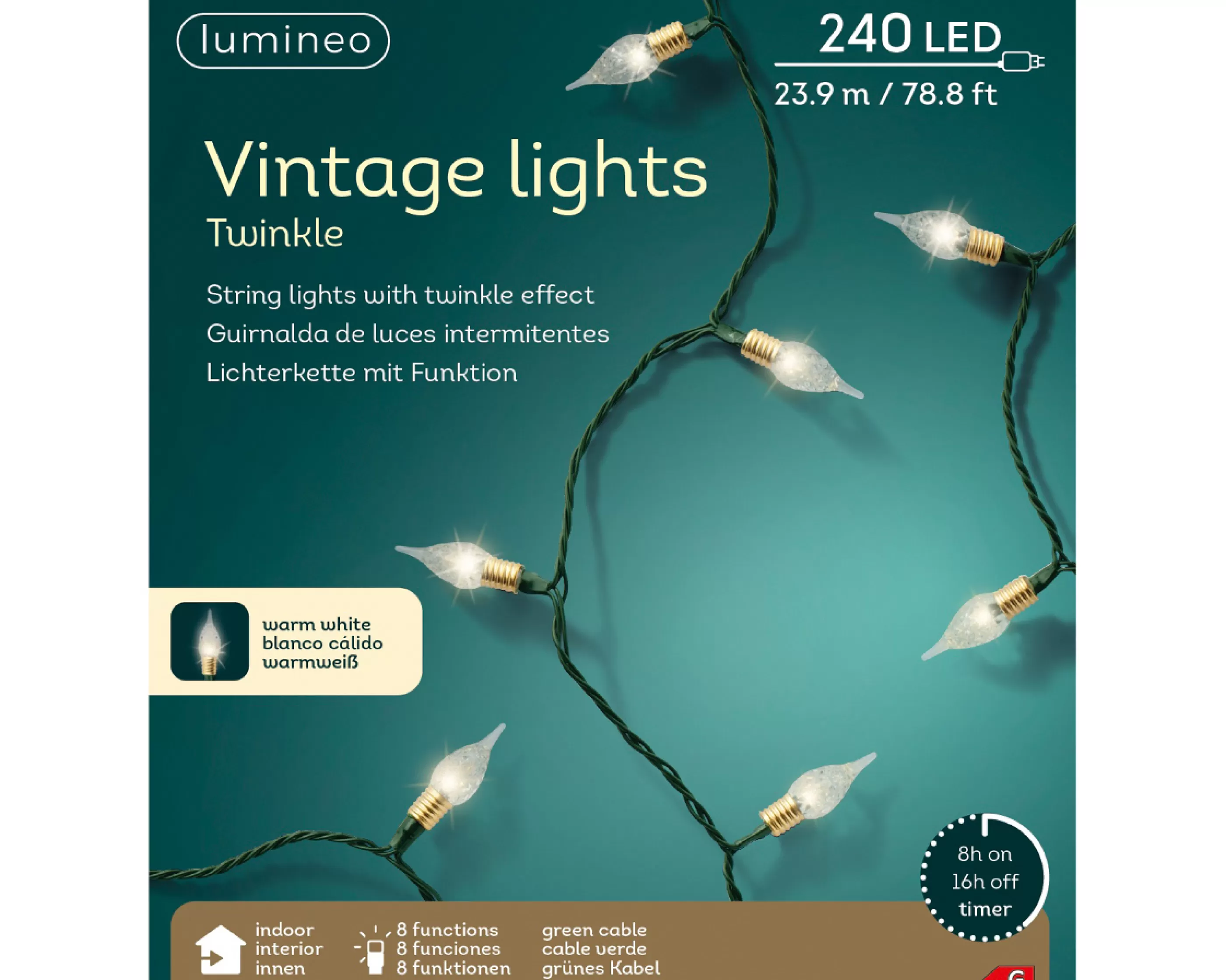 240 Led Vintage Warm White Twinkling Lights*Christmas Land Discount