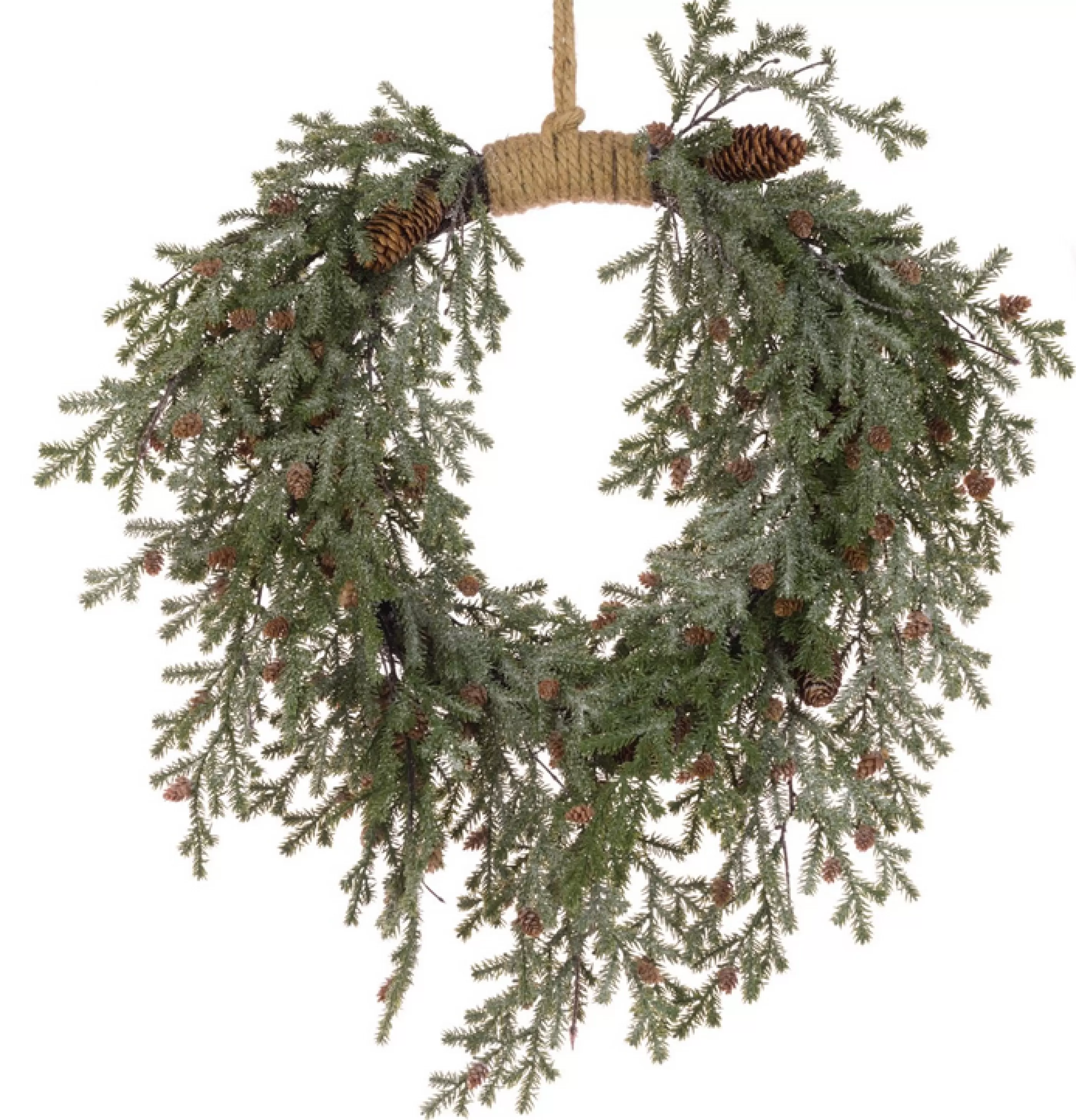 28″ (70Cm) Frosted Teardrop Jute Christmas Wreath*Christmas Land Sale