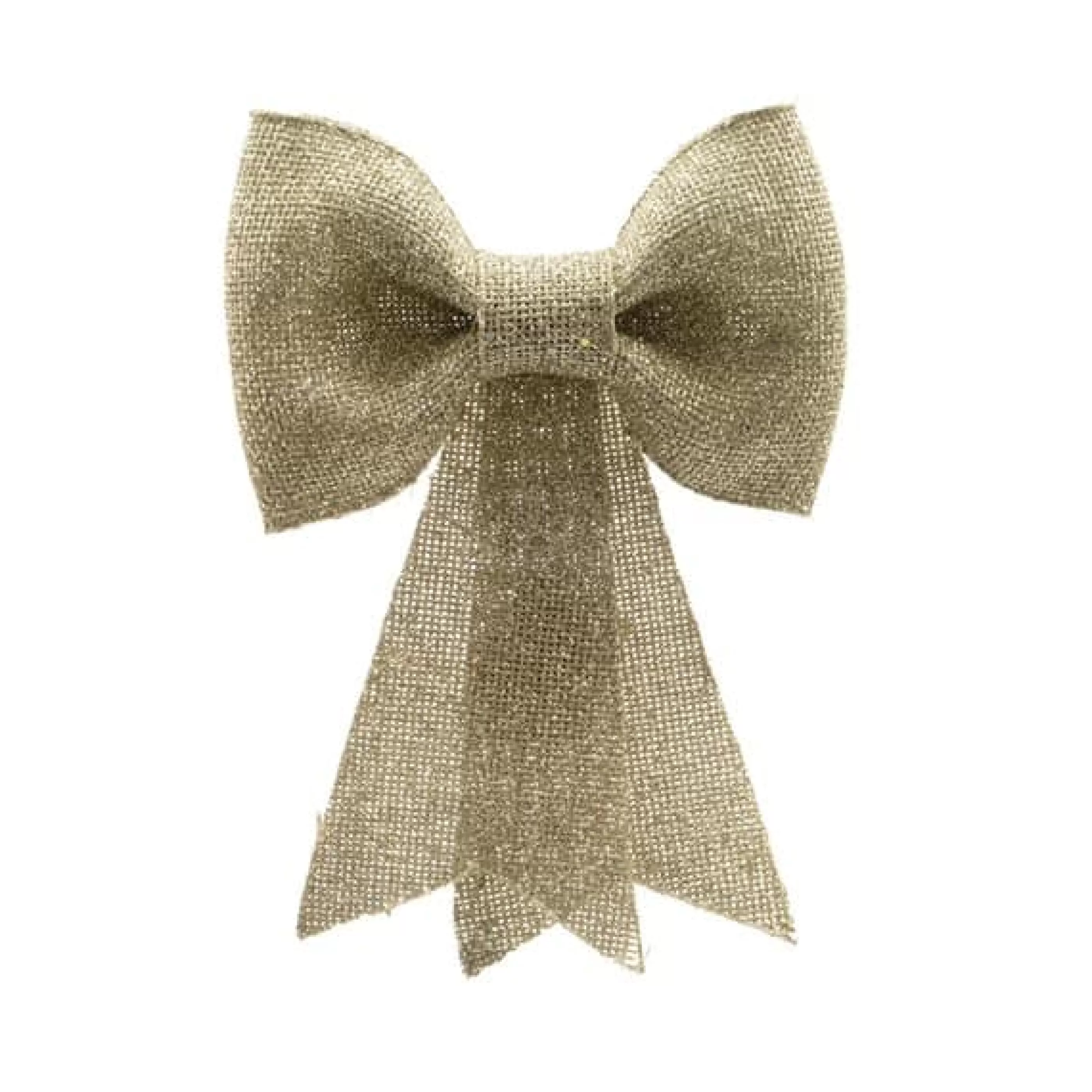 30Cm Light Gold Glitter Bow Medium*Christmas Land Flash Sale