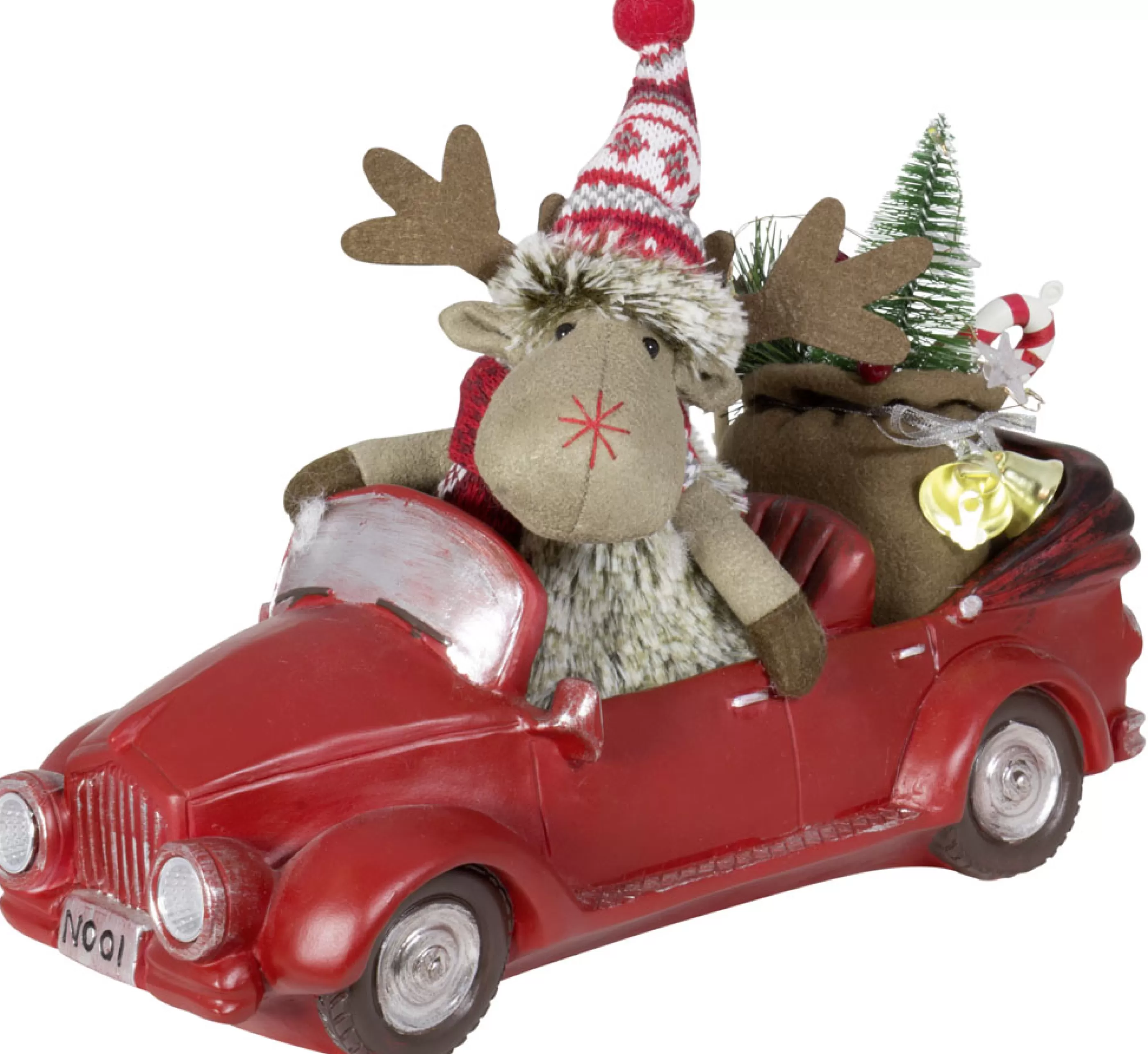 32Cm Led Moose In A Car*Christmas Land New