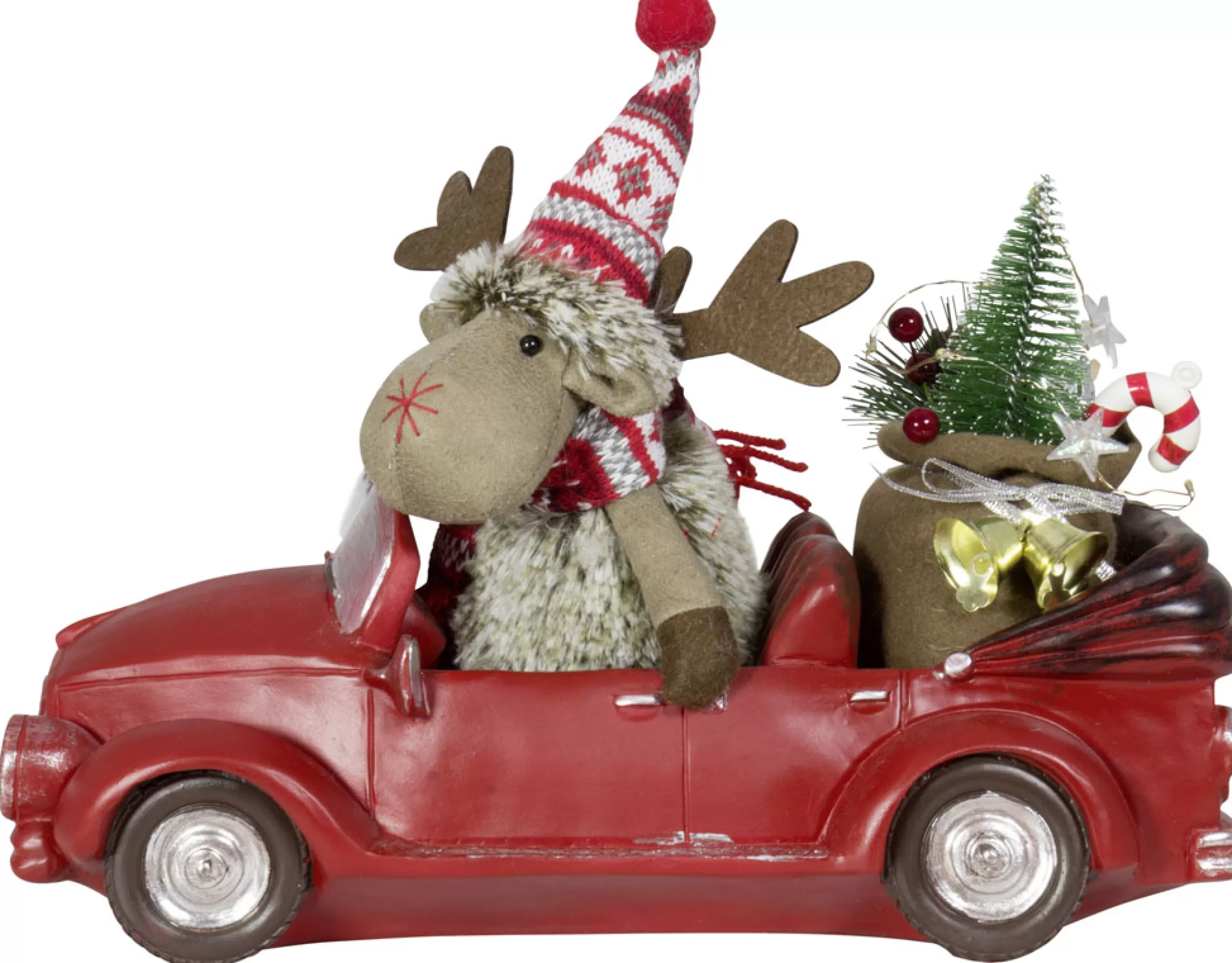 32Cm Led Moose In A Car*Christmas Land New