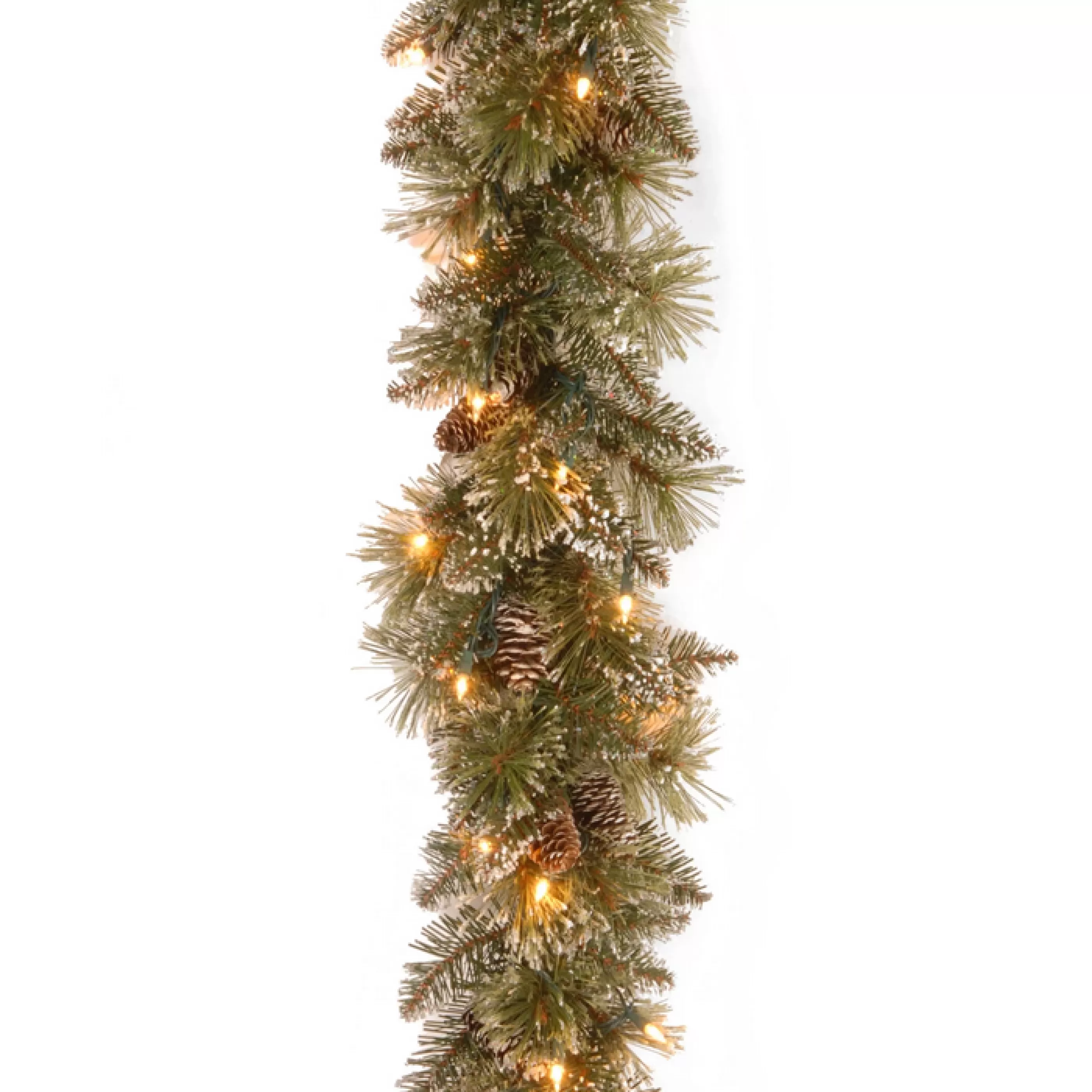 9Ft Glittery Bristle Pine Pre-Lit Christmas Garland*Christmas Land Cheap