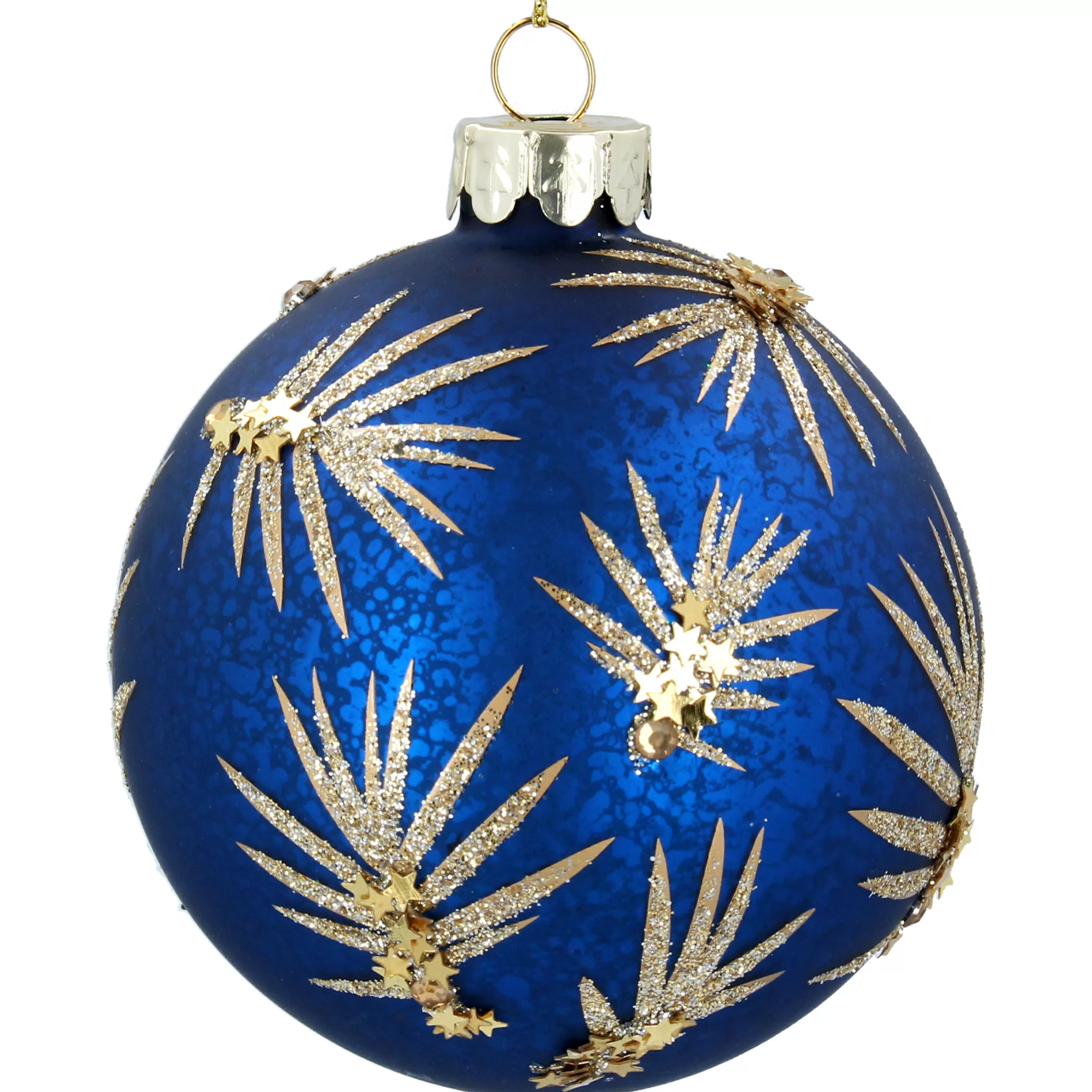 Antique Blue Glass Ball With Gold Twigs*Christmas Land Best