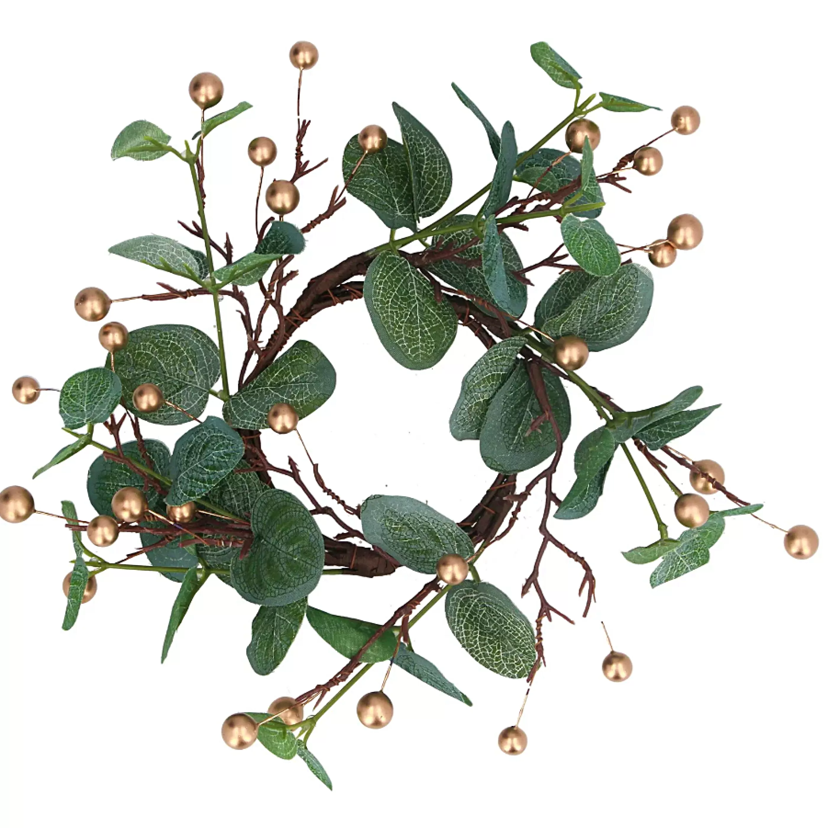 Eucalyptus And Gold Berry Large Candle Ring*Christmas Land Best Sale