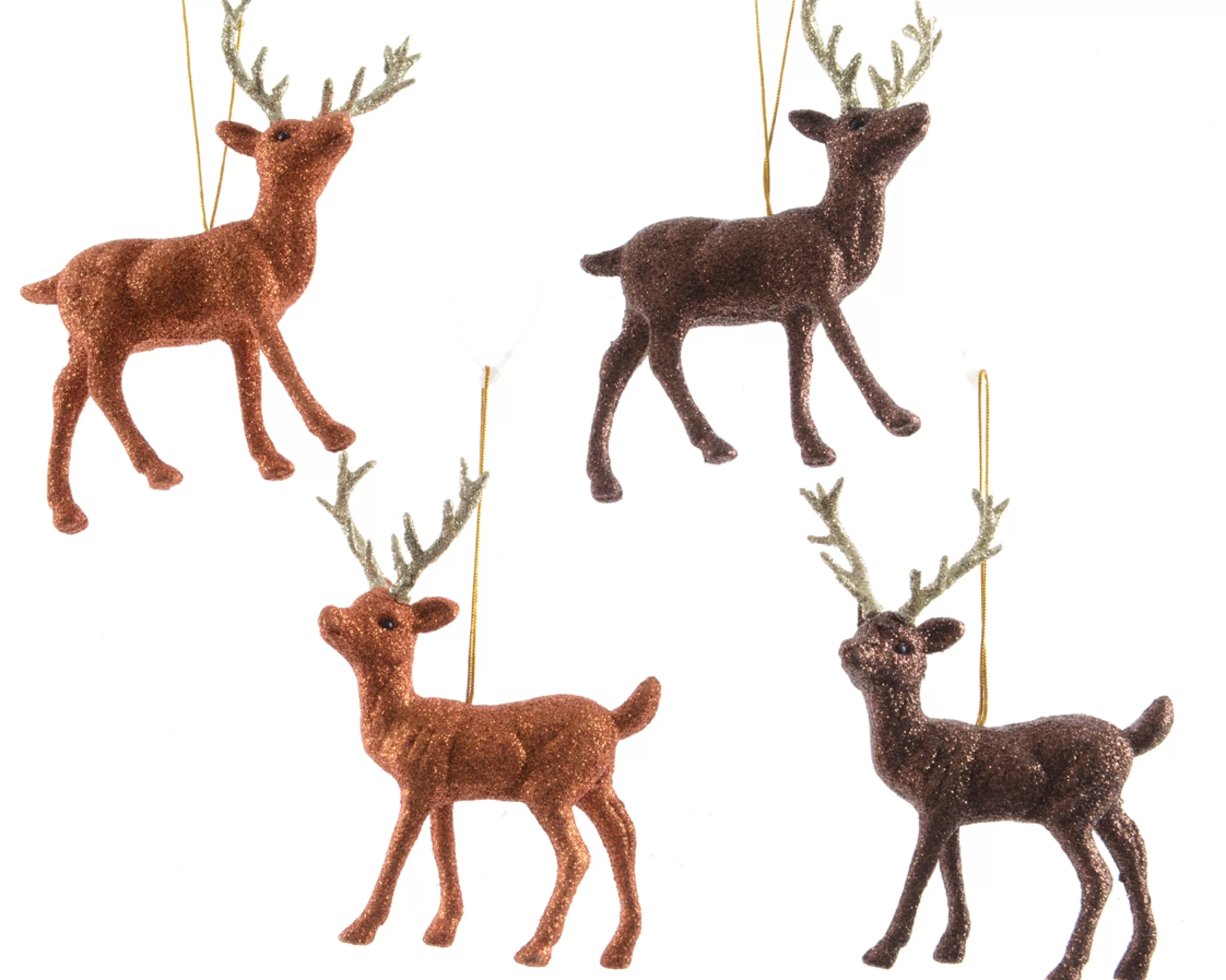 Hanging Plastic Reindeers With Glitter*Christmas Land Shop